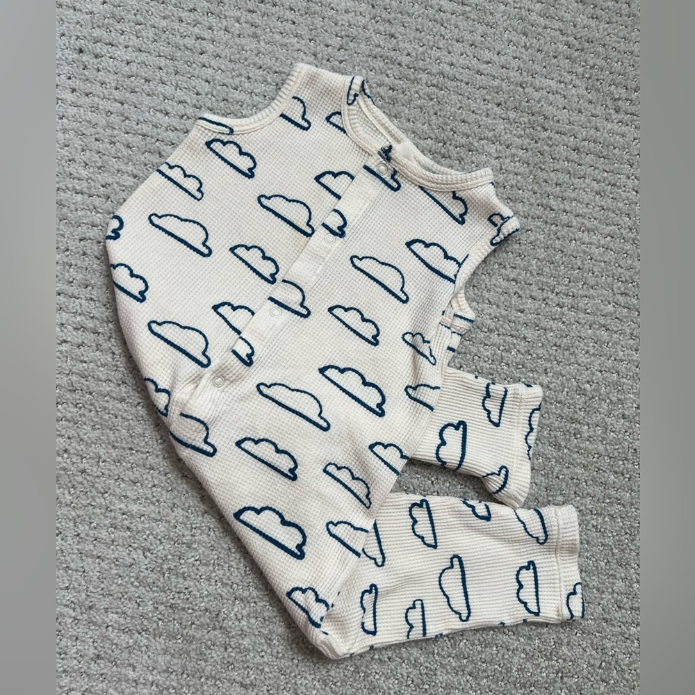 SpearmintLOVE Cloud Patterned Waffle Baby Romper - 18 M